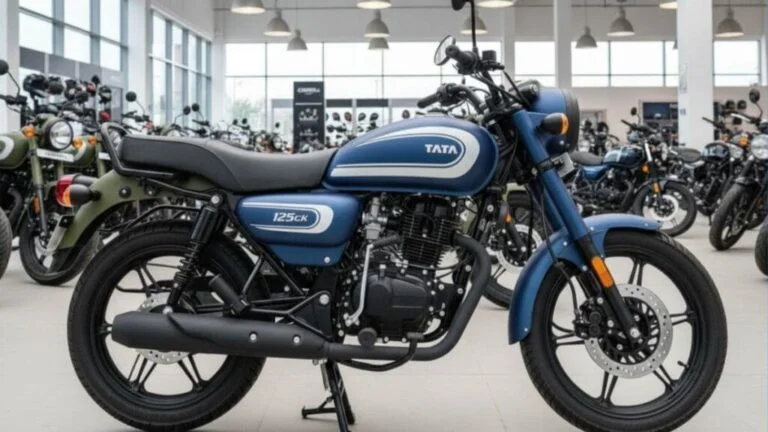Tata Classic 125cc 2026, Tata 125cc bike new model, 96 KM/L mileage bike, retro commuter motorcycle India, dual disc brake 125cc bike, Bluetooth bike 2026, alloy wheel motorcycle under budget, Tata bike discount offer, best 125cc bike India 2026